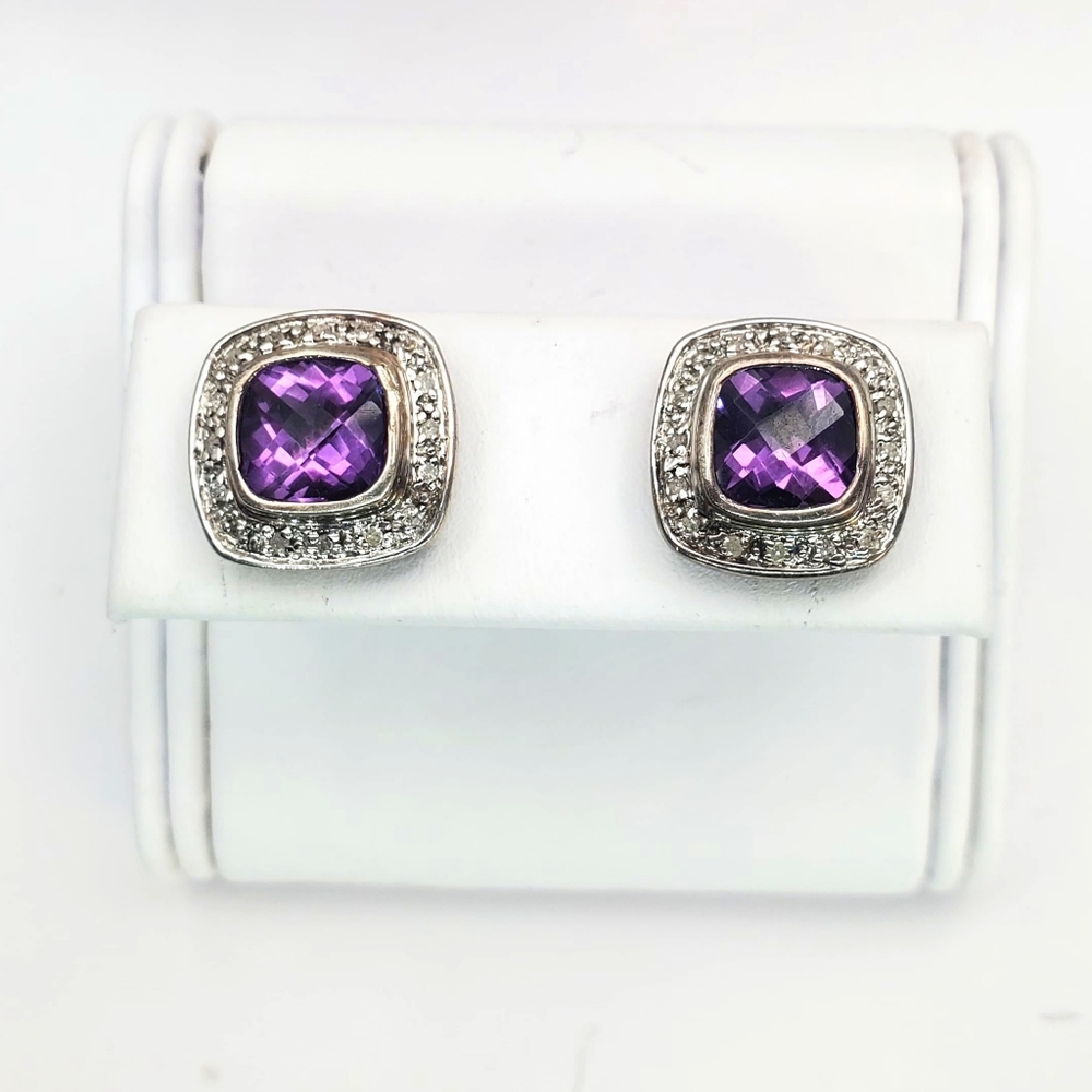 14k & 925 Wells Vintage Amethyst earrings